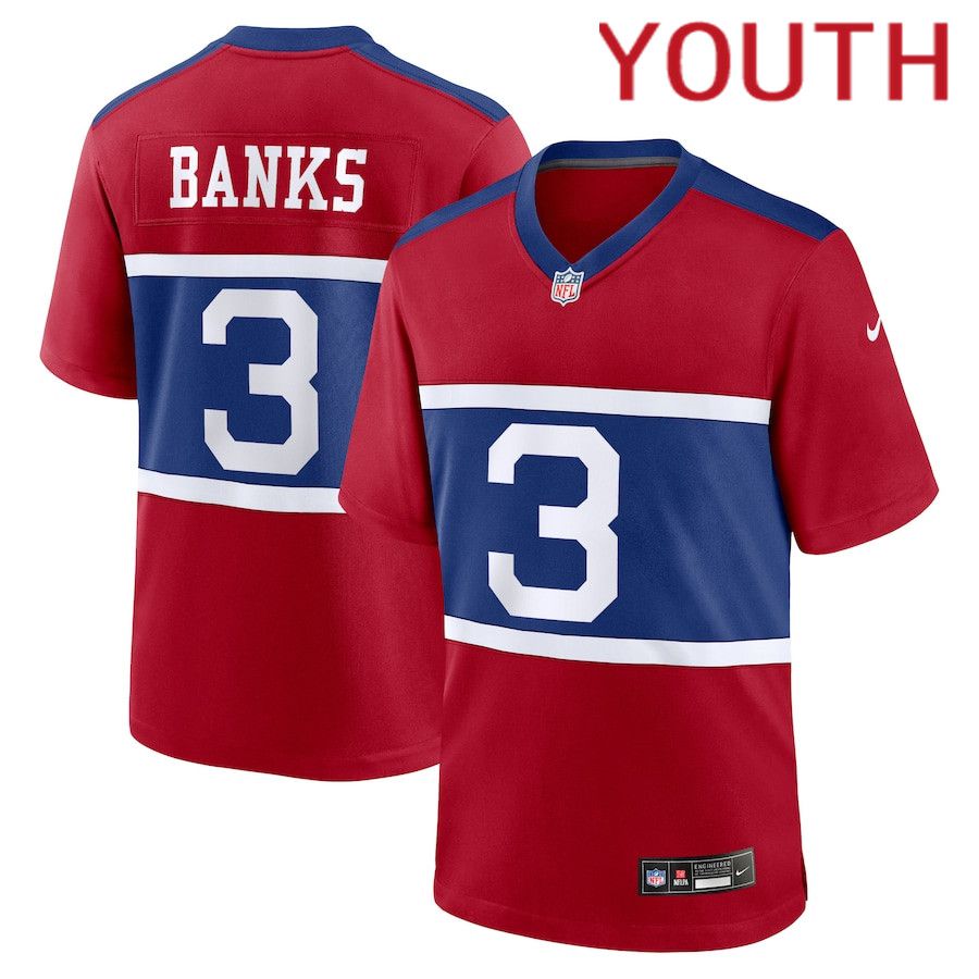 Youth New York Giants #3 Deonte Banks Nike Century Red Alternate Player Game NFL Jersey->youth nfl jersey->Youth Jersey